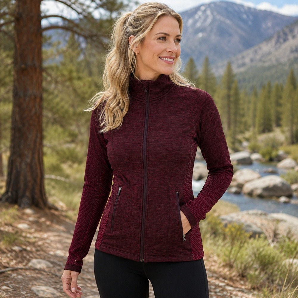 Lululemon Jacquard Multi-Texture Sweater Jacket Red Merlot Black Size 4